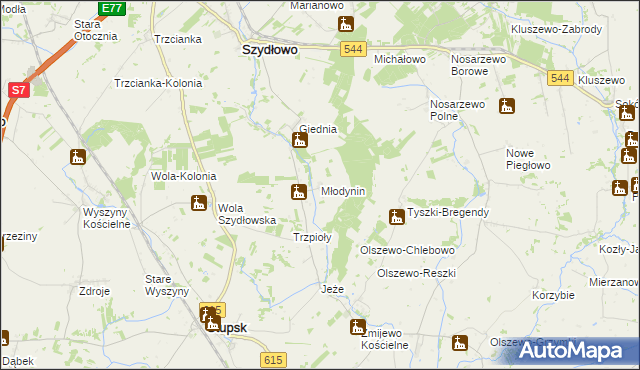 mapa Młodynin, Młodynin na mapie Targeo