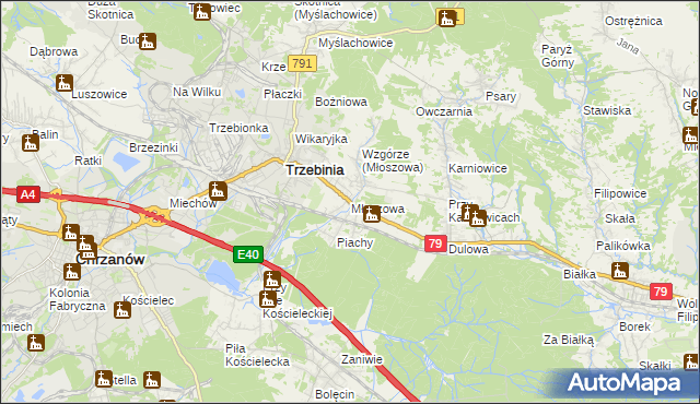 mapa Młoszowa, Młoszowa na mapie Targeo