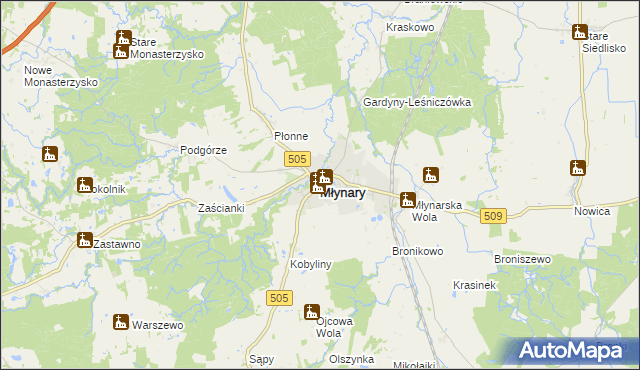 mapa Młynary powiat elbląski, Młynary powiat elbląski na mapie Targeo