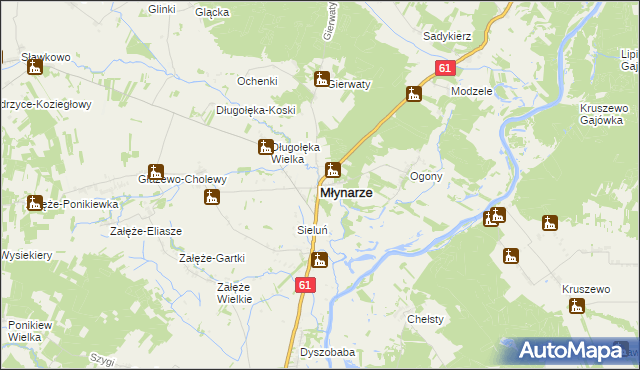 mapa Młynarze powiat makowski, Młynarze powiat makowski na mapie Targeo
