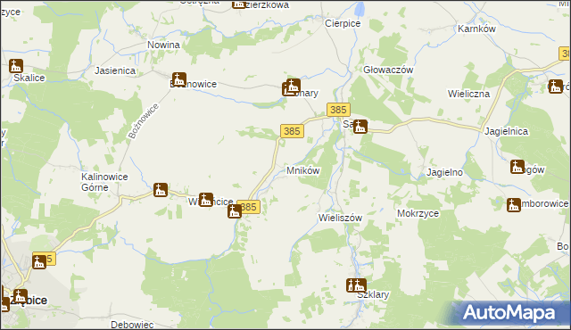 mapa Mników gmina Przeworno, Mników gmina Przeworno na mapie Targeo