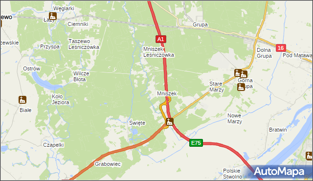 mapa Mniszek gmina Dragacz, Mniszek gmina Dragacz na mapie Targeo