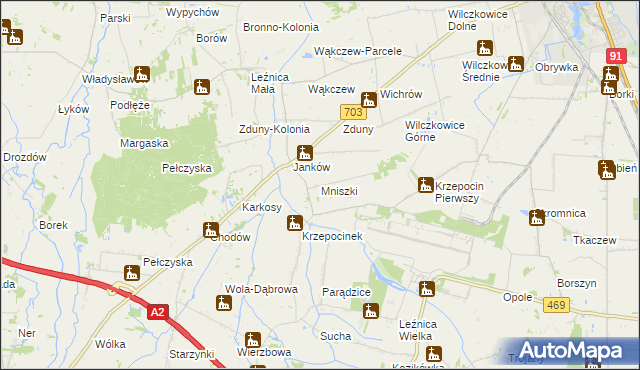 mapa Mniszki gmina Łęczyca, Mniszki gmina Łęczyca na mapie Targeo