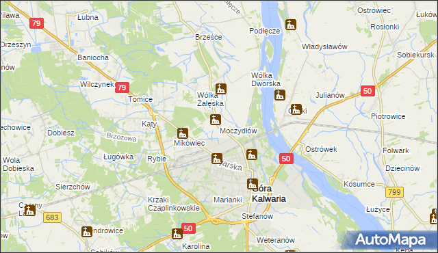 mapa Moczydłów, Moczydłów na mapie Targeo
