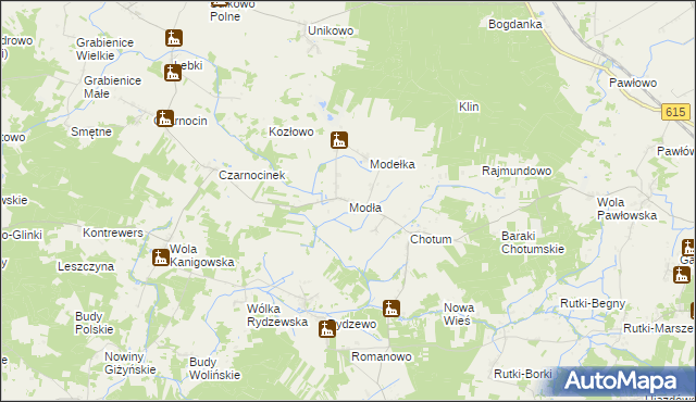 mapa Modła gmina Ciechanów, Modła gmina Ciechanów na mapie Targeo