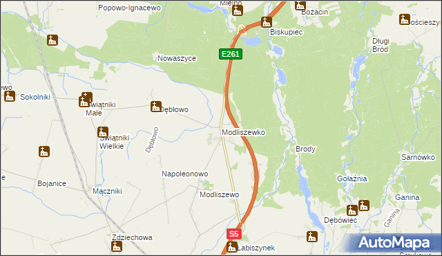 mapa Modliszewko, Modliszewko na mapie Targeo