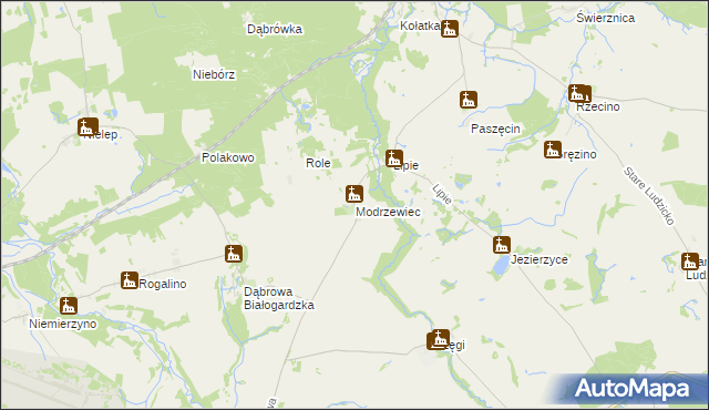 mapa Modrzewiec, Modrzewiec na mapie Targeo