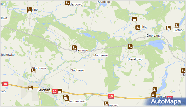 mapa Modrzewo, Modrzewo na mapie Targeo