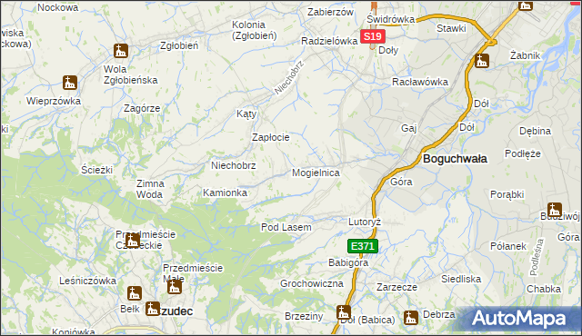 mapa Mogielnica gmina Boguchwała, Mogielnica gmina Boguchwała na mapie Targeo