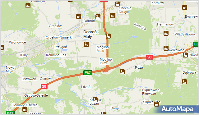 mapa Mogilno Duże, Mogilno Duże na mapie Targeo