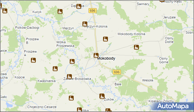 mapa Mokobody, Mokobody na mapie Targeo