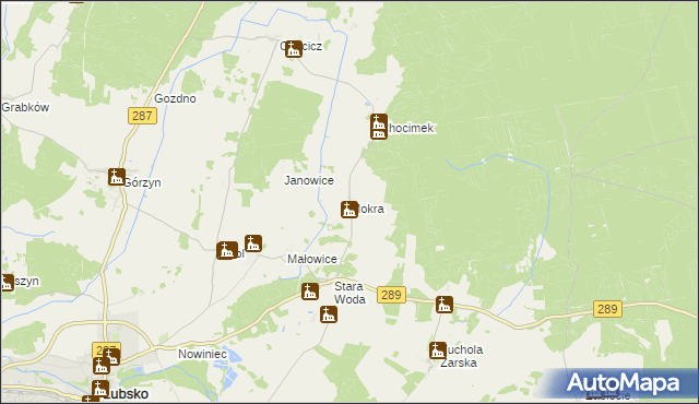 mapa Mokra gmina Lubsko, Mokra gmina Lubsko na mapie Targeo