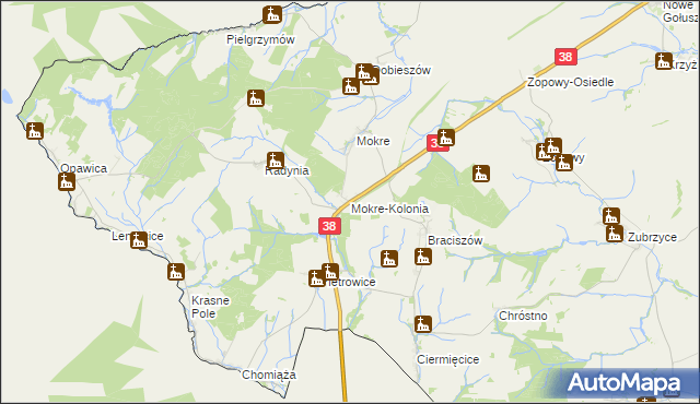 mapa Mokre-Kolonia, Mokre-Kolonia na mapie Targeo
