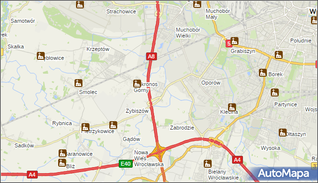 mapa Mokronos Dolny, Mokronos Dolny na mapie Targeo