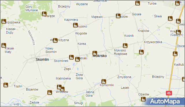mapa Mokrsko, Mokrsko na mapie Targeo