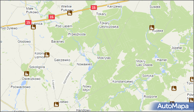 mapa Mokry Las gmina Golub-Dobrzyń, Mokry Las gmina Golub-Dobrzyń na mapie Targeo
