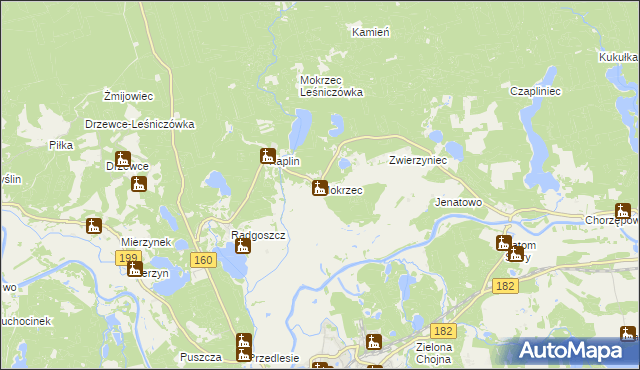 mapa Mokrzec gmina Międzychód, Mokrzec gmina Międzychód na mapie Targeo