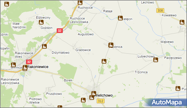 mapa Mokrzec gmina Wielichowo, Mokrzec gmina Wielichowo na mapie Targeo