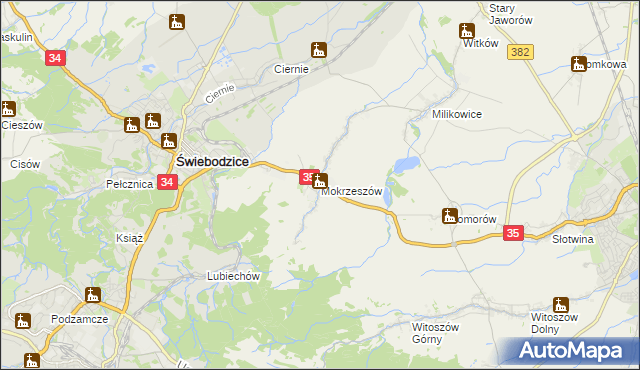 mapa Mokrzeszów, Mokrzeszów na mapie Targeo