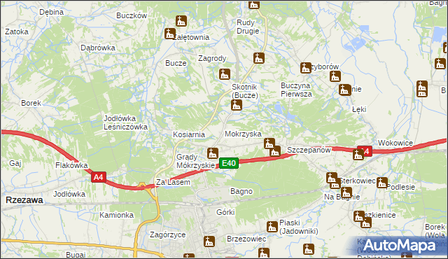 mapa Mokrzyska, Mokrzyska na mapie Targeo