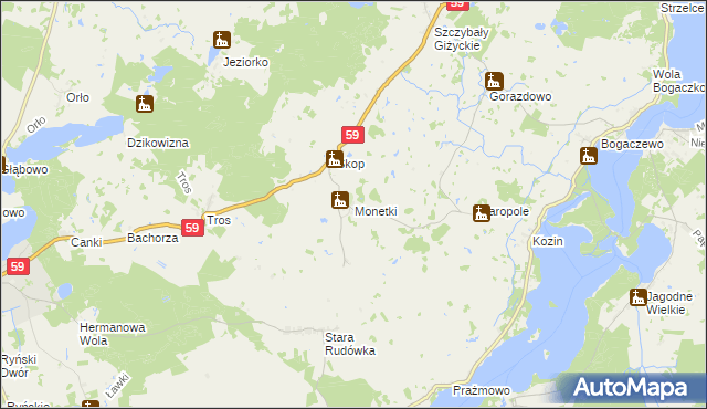mapa Monetki, Monetki na mapie Targeo