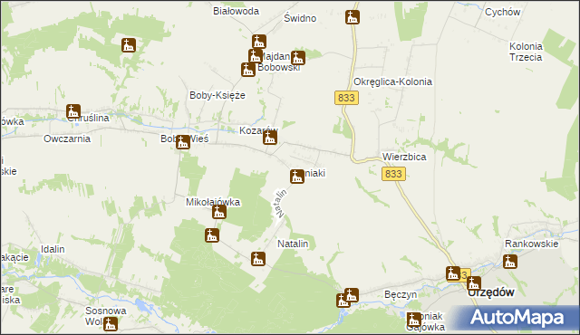 mapa Moniaki, Moniaki na mapie Targeo