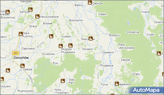 mapa Morawin gmina Doruchów, Morawin gmina Doruchów na mapie Targeo