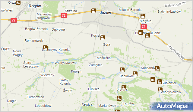 mapa Mościska gmina Jeżów, Mościska gmina Jeżów na mapie Targeo