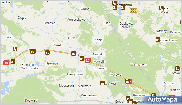mapa Mościska gmina Szczutowo, Mościska gmina Szczutowo na mapie Targeo