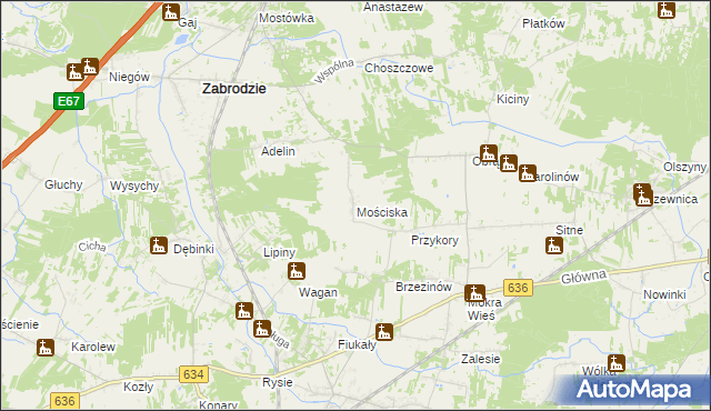mapa Mościska gmina Zabrodzie, Mościska gmina Zabrodzie na mapie Targeo
