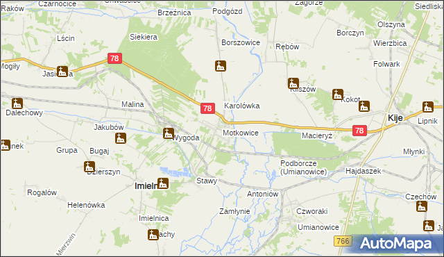 mapa Motkowice, Motkowice na mapie Targeo