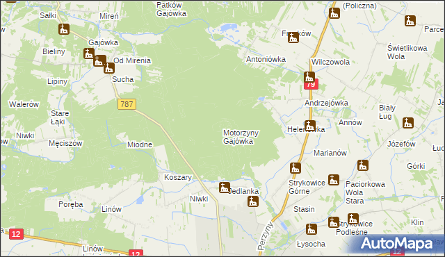 mapa Motorzyny Gajówka, Motorzyny Gajówka na mapie Targeo