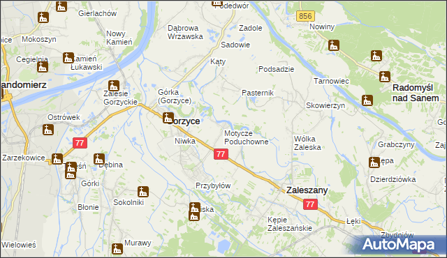 mapa Motycze Poduchowne, Motycze Poduchowne na mapie Targeo