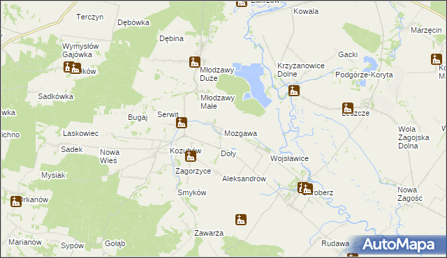 mapa Mozgawa, Mozgawa na mapie Targeo