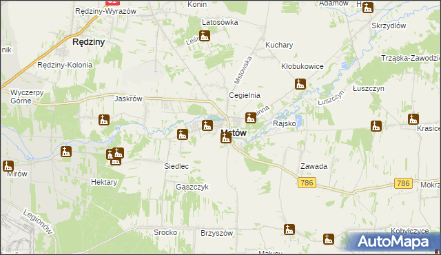 mapa Mstów powiat częstochowski, Mstów powiat częstochowski na mapie Targeo