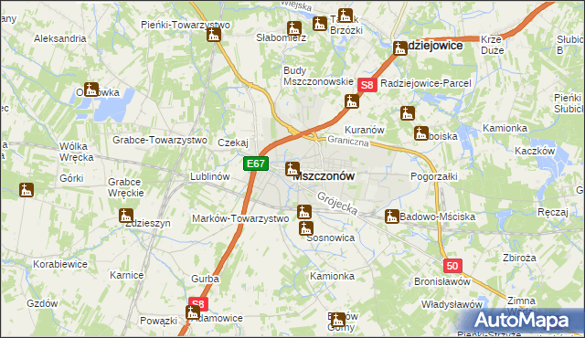 mapa Mszczonów, Mszczonów na mapie Targeo