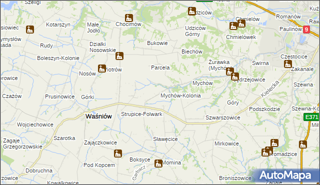 mapa Mychów-Kolonia, Mychów-Kolonia na mapie Targeo