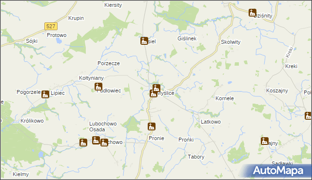 mapa Myślice, Myślice na mapie Targeo