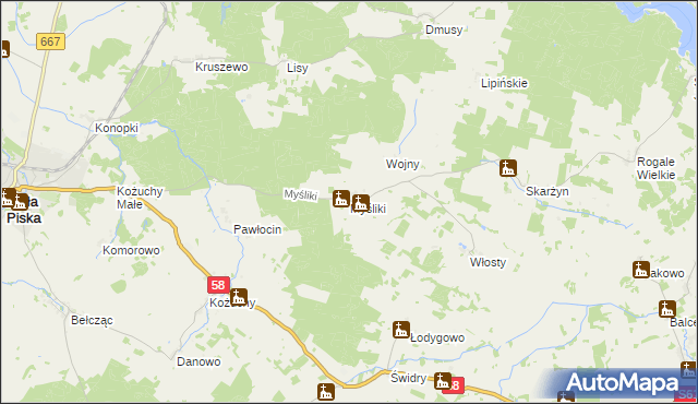 mapa Myśliki, Myśliki na mapie Targeo