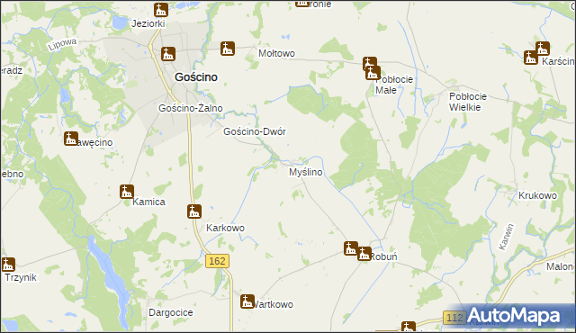 mapa Myślino, Myślino na mapie Targeo