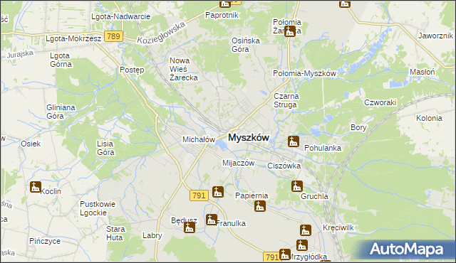 mapa Myszków, Myszków na mapie Targeo