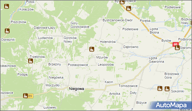 mapa Mzurów, Mzurów na mapie Targeo