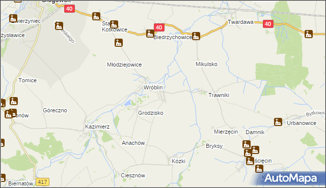 mapa Naczęsławice, Naczęsławice na mapie Targeo