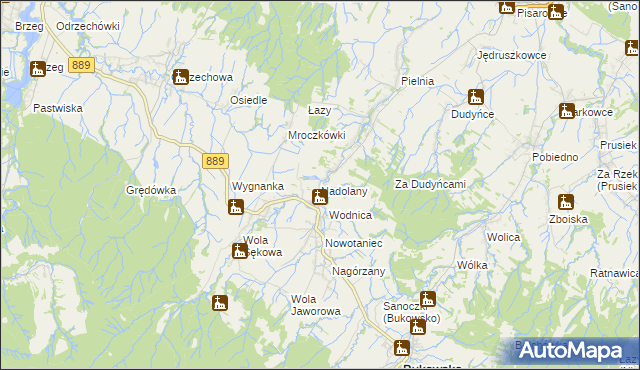 mapa Nadolany, Nadolany na mapie Targeo