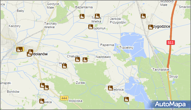 mapa Nadstawki, Nadstawki na mapie Targeo