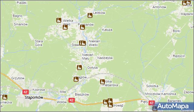 mapa Nadziejów gmina Stąporków, Nadziejów gmina Stąporków na mapie Targeo