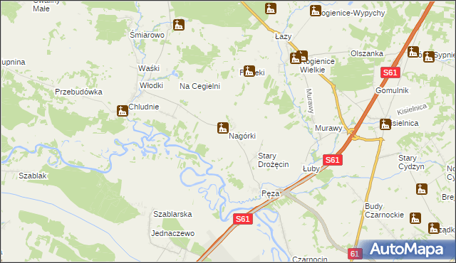 mapa Nagórki gmina Piątnica, Nagórki gmina Piątnica na mapie Targeo