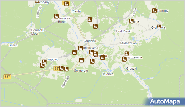 mapa Narewka, Narewka na mapie Targeo