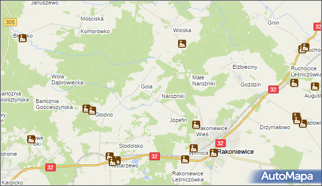 mapa Narożniki, Narożniki na mapie Targeo