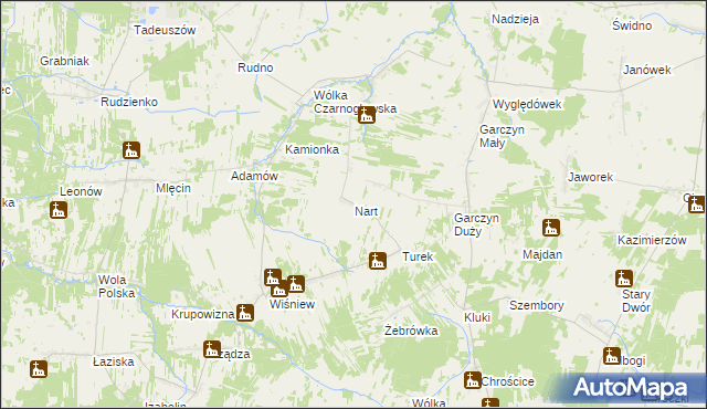 mapa Nart gmina Jakubów, Nart gmina Jakubów na mapie Targeo